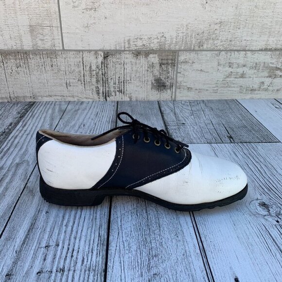 Etonic Difference Vintage Gore-Tex White Navy Leather Golf Shoes Women's 8.5 - Picture 3 of 12